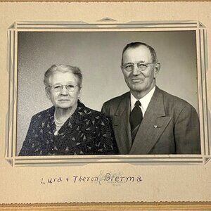 Older Married Couple Vtg Photo Card Lura Theron Bierma Eatons Indianola Iowa USA